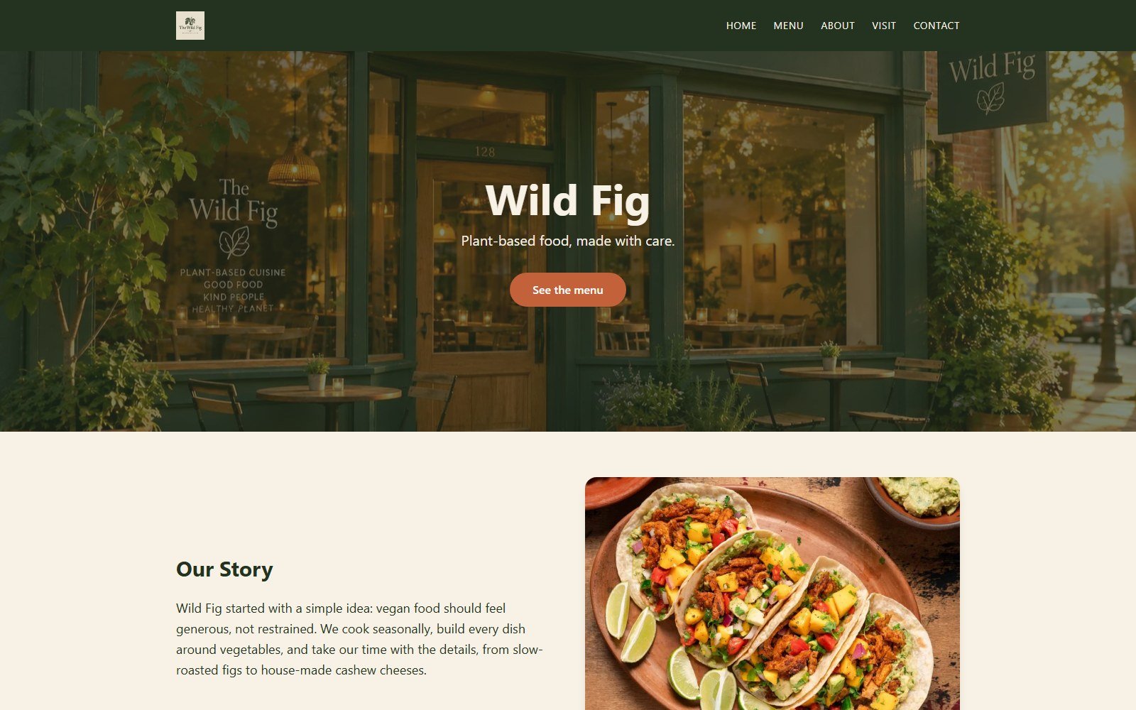 Screenshot of the Wild Fig homepage